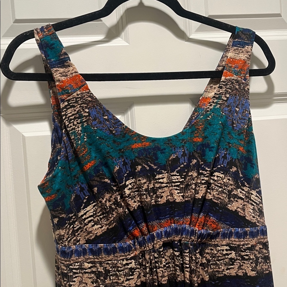 Soma Womens Maxi Dress Empire Waist coastal lounge Boho Stretchy  Large - Picture 4 of 9